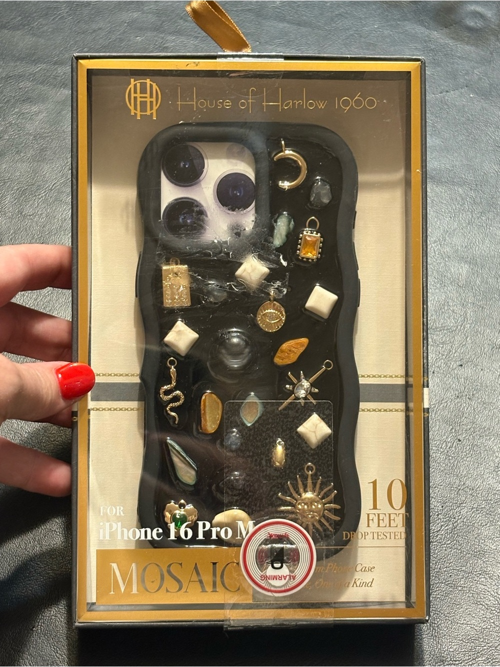 House of Harlow 1960 Black Mosaic Charm Case for iPhone 16 Pro Max NIB